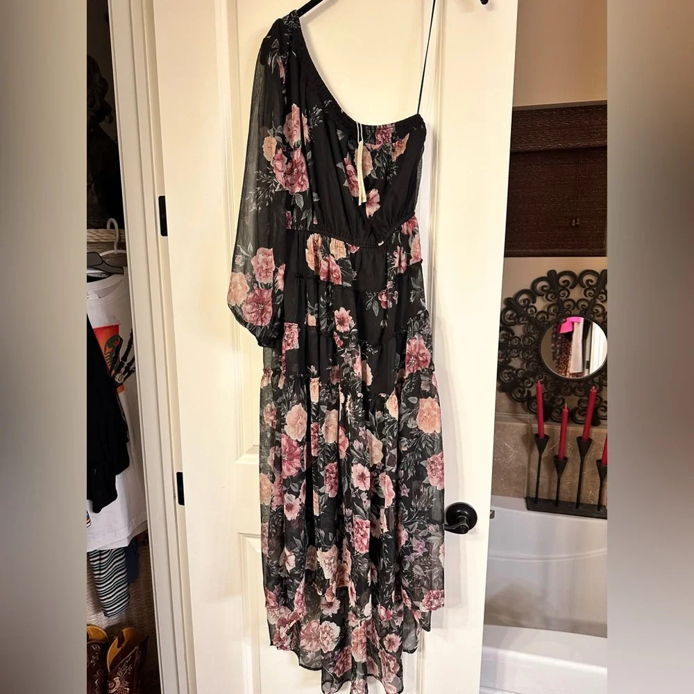 One Shoulder High Low Floral Dress - Picture 13 of 15